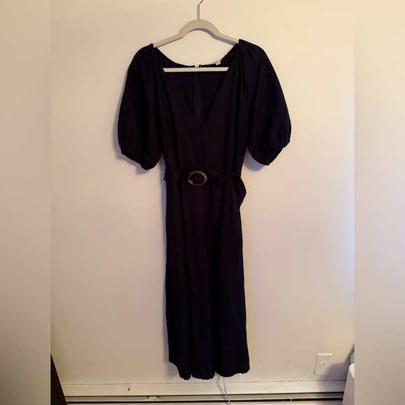 Loft Linen Blend Belted Puff Sleeve Dress - Picture 8 of 10